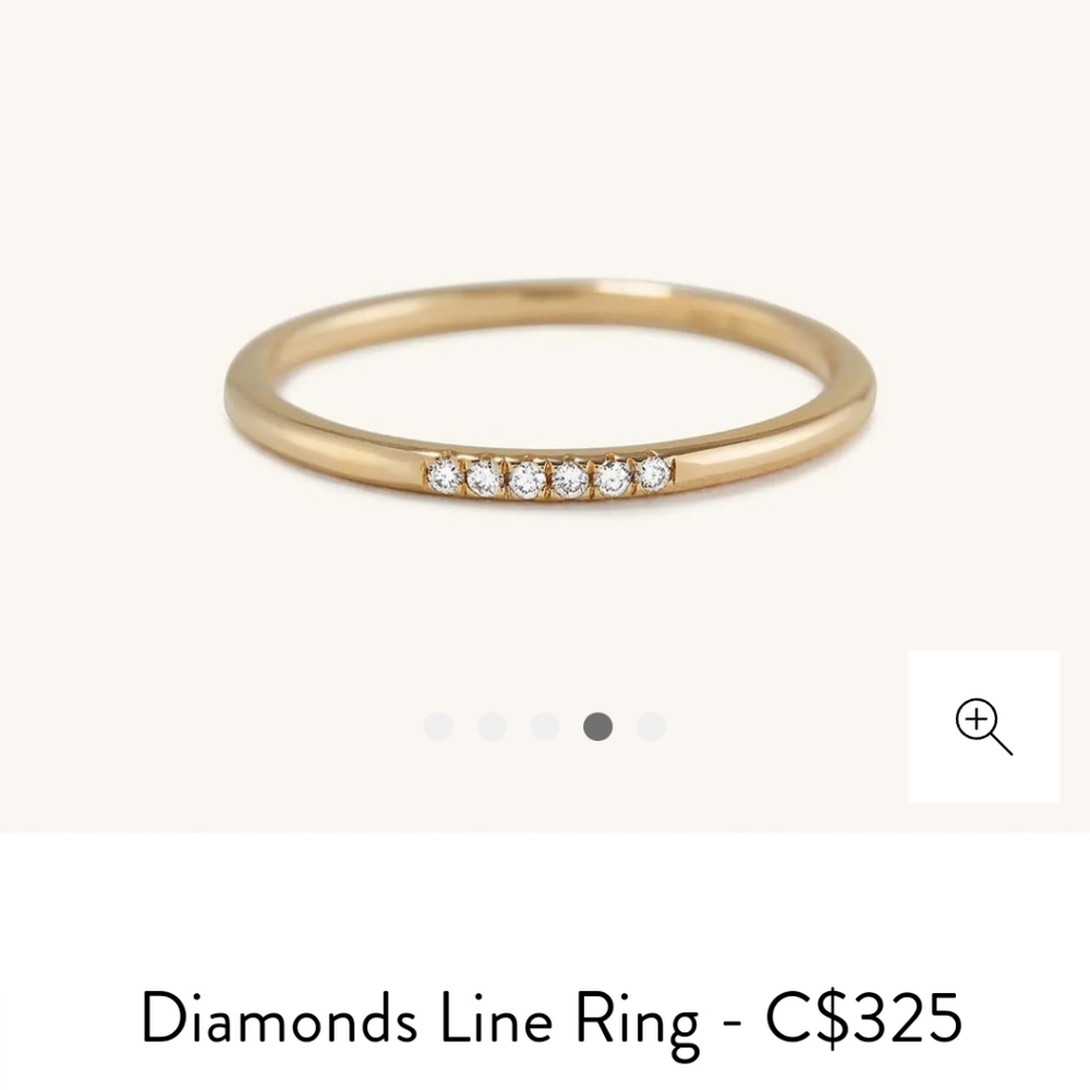 Mejuri Diamonds Line Ring, Size 7, Gold and Diamonds
